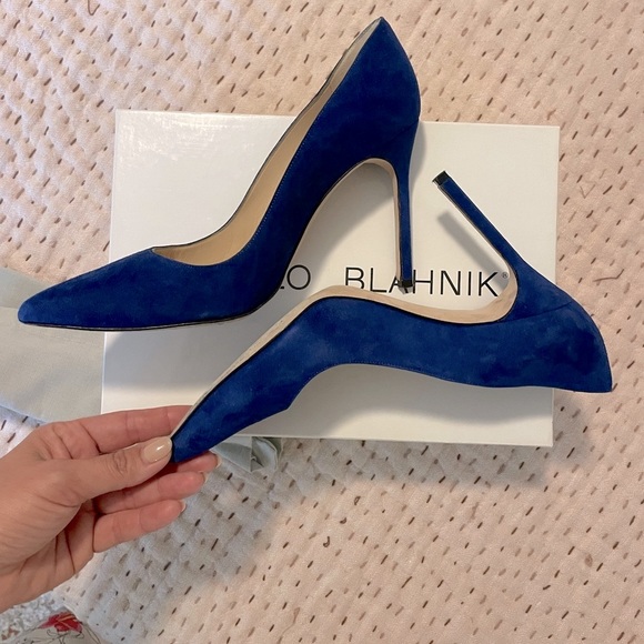 Manolo Blahnik cobalt blue suede BB 105 mm pumps size 38 - Picture 2 of 10
